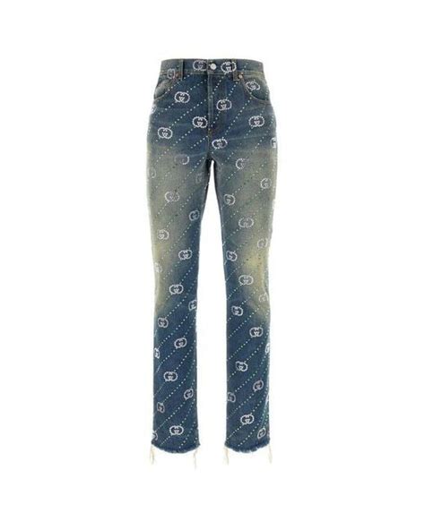 gucci interlocking g frayed edge jeans|Gucci.